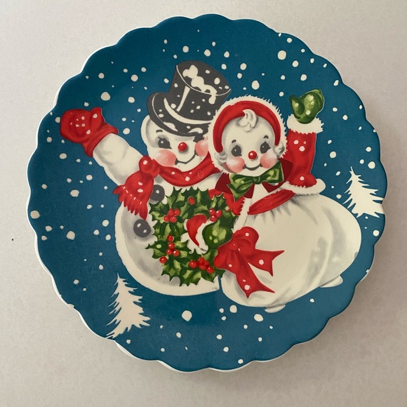 Mr. Christmas Nostalgic Festive Snowmen 8 inch Holiday Plate - Picture 1 of 6
